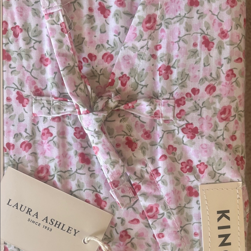 Summer Bedding- Laura Ashley Pink Floral Cotton Percale King Sheet Set